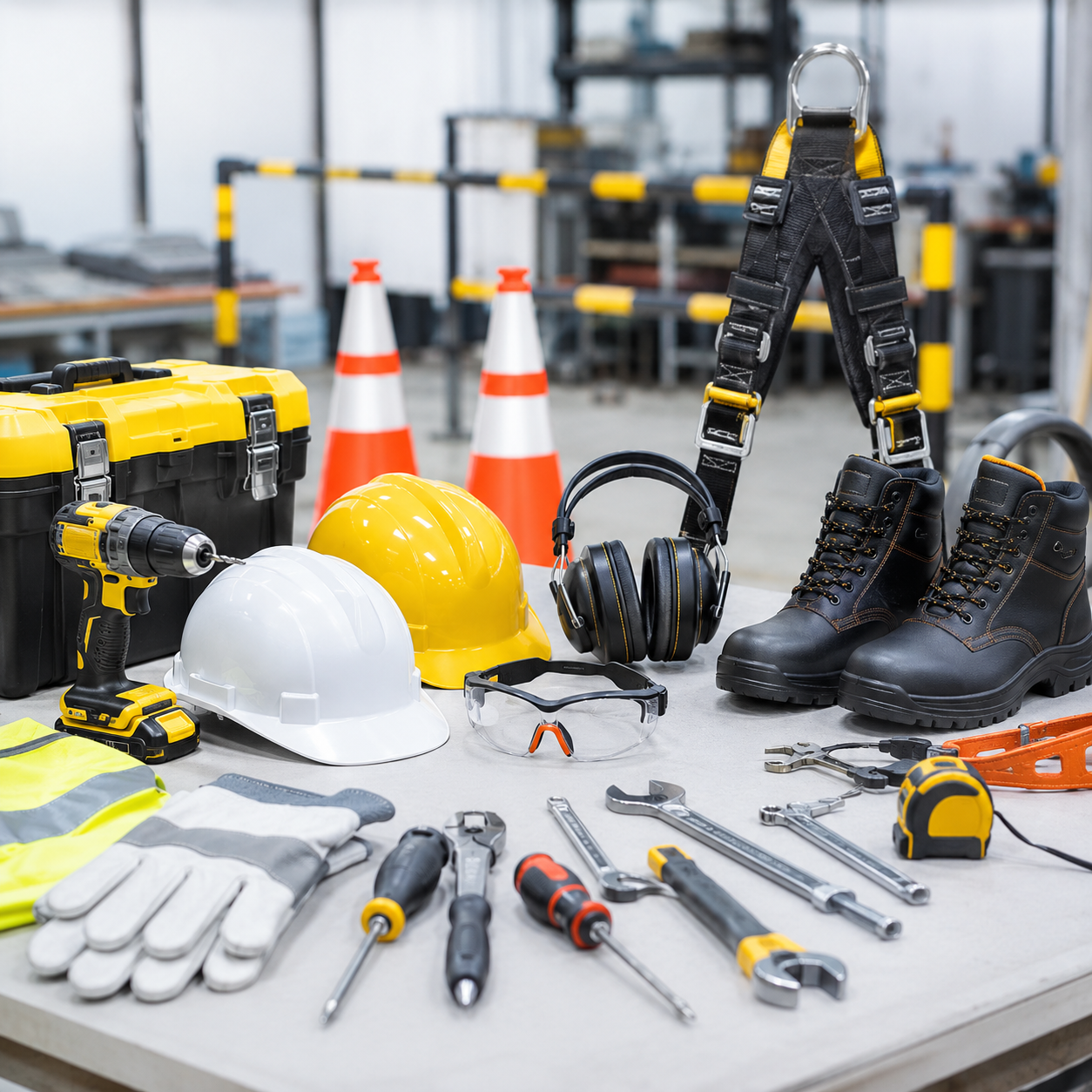 Ferramentas e equipamentos de proteção em contexto industrial